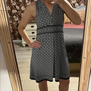 Max Studio Black, Green & White Geometric Mini Dress